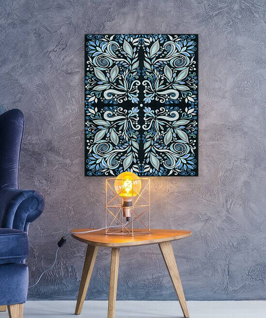 Gorgeous Flowers And Leaves Watercolor Pattern Tiffany Stained Glass Mosaic Decor XVIII by Irina Sztukowski