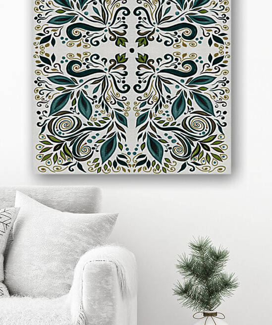 Gorgeous Flowers And Leaves Watercolor Pattern Tiffany Stained Glass Mosaic Decor XIX by Irina Sztukowski