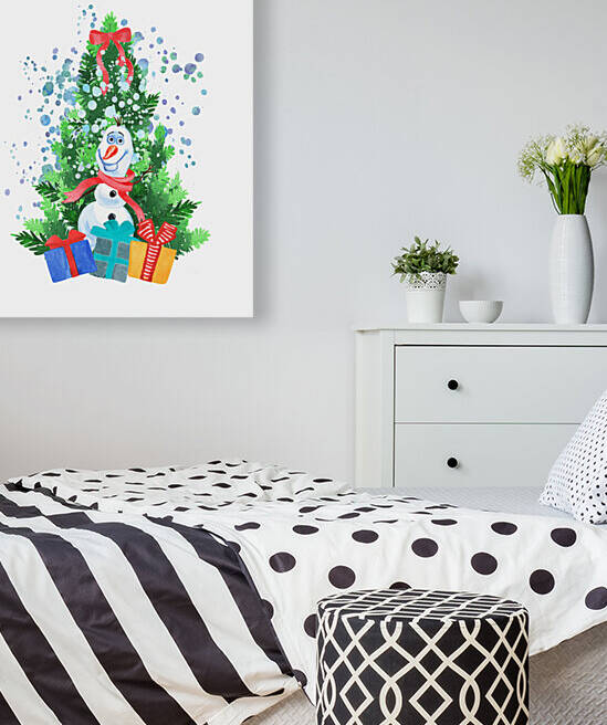 Christmas Tree Snowman Gifts Watercolor  by Irina Sztukowski