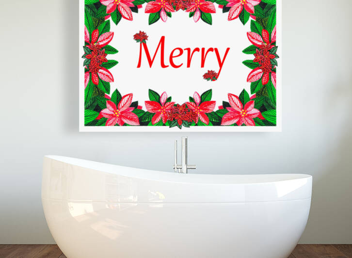 Merry Christmas Poinsettia Watercolor Painting  by Irina Sztukowski