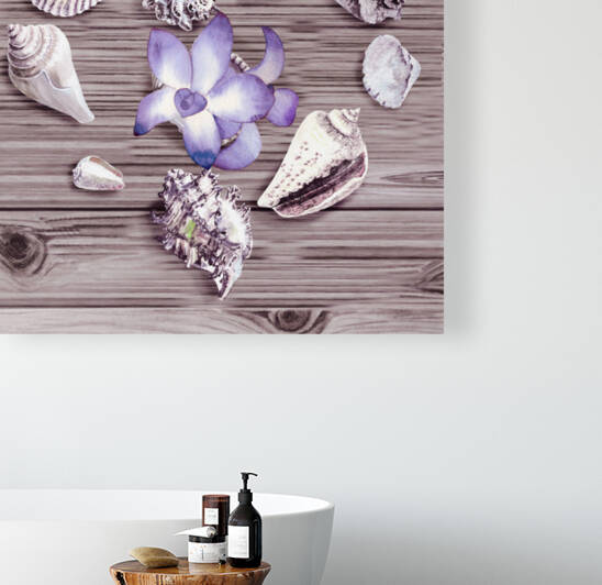 Heart Seashells Flower Beach Art Watercolor III by Irina Sztukowski