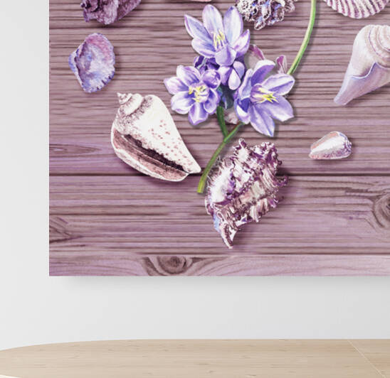 Heart Seashells Flower Beach Art Watercolor V by Irina Sztukowski