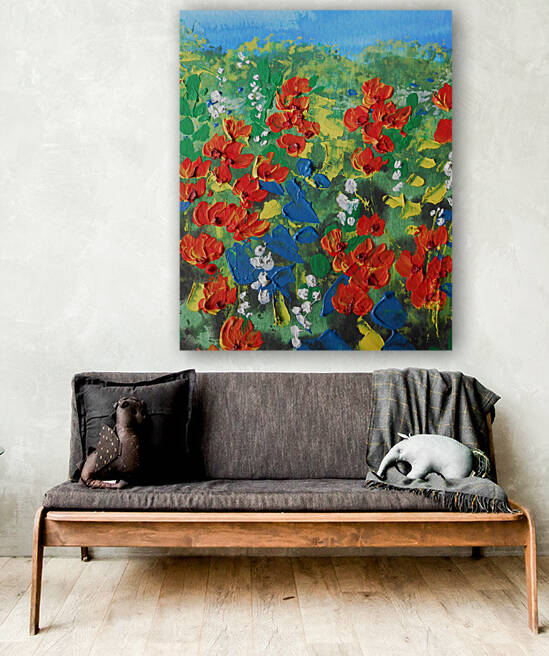 Abstract Flowers Watermedium 37 Reproduction