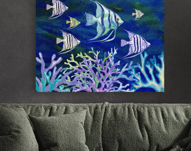 School Of Fish Angelfish Under The Sea In Cor by Irina Sztukowski
