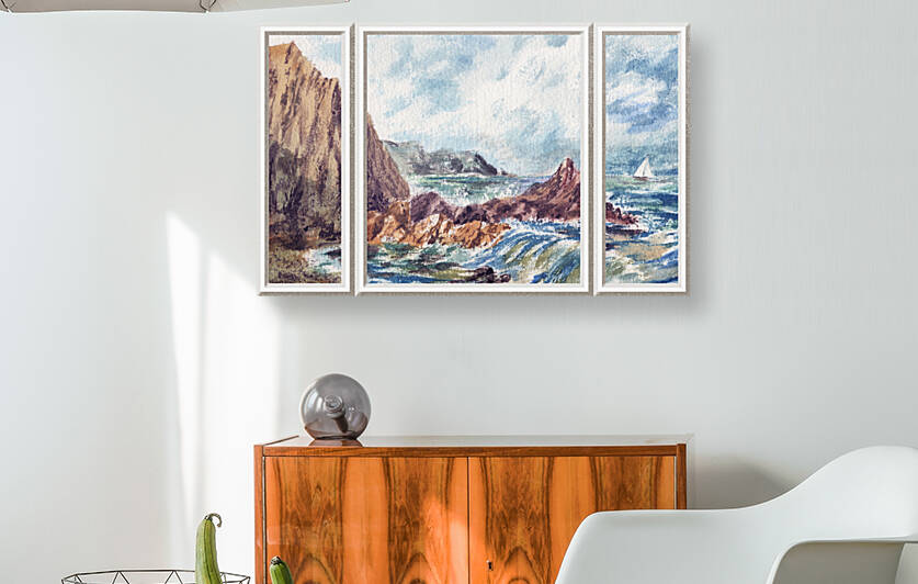 Ocean Wave On The Shore Watercolor Beach Hous by Irina Sztukowski