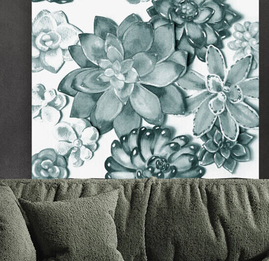 Pale Teal Blue Gray Monochrome Watercolor Suc 1666065786.8183 by Irina Sztukowski