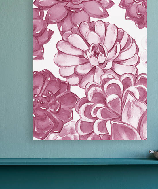 Soft Pale Blush Pink Watercolor Succulent Wal by Irina Sztukowski