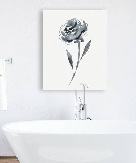 Minimalism In Watercolor Simple Single Gray Flowe by Irina Sztukowski