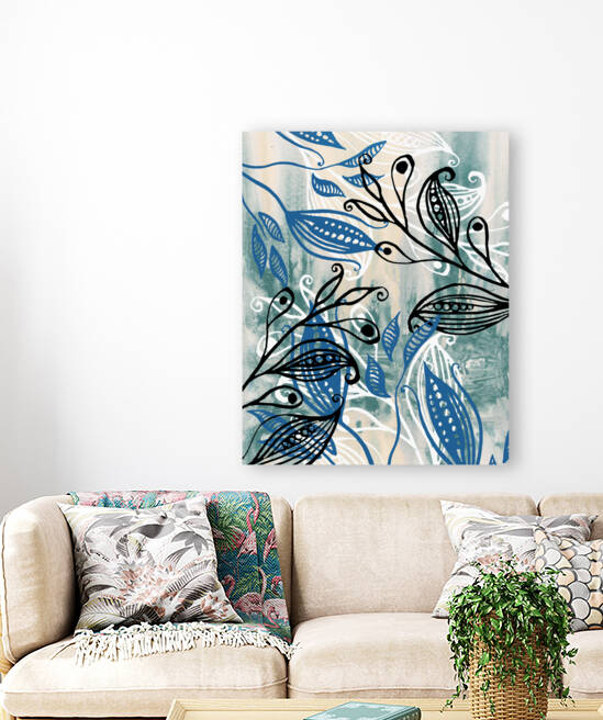 Blue White And Black Leaves Seeds Pods Line Patte 1685637915.8005 by Irina Sztukowski