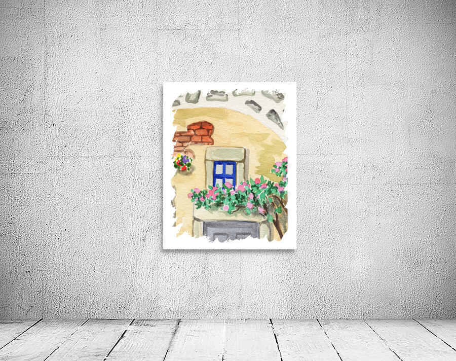 Antique Old Ancient Retro Window Watercolor 3 Wall Preview