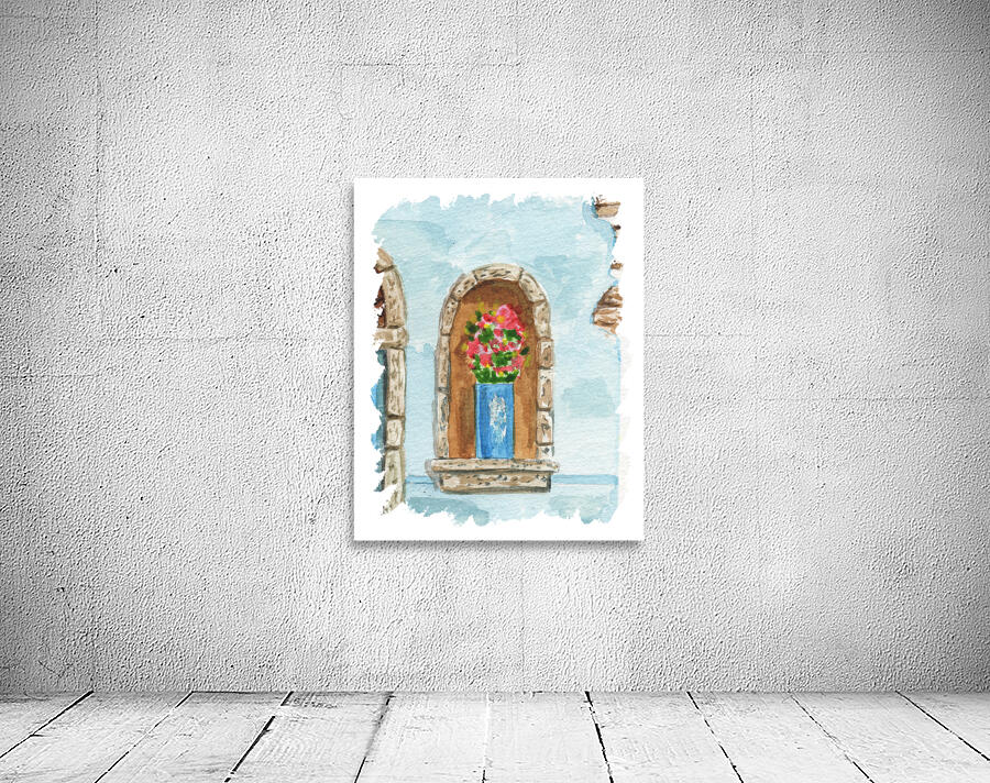 Antique Old Ancient Retro Window Watercolor 1 Wall Preview
