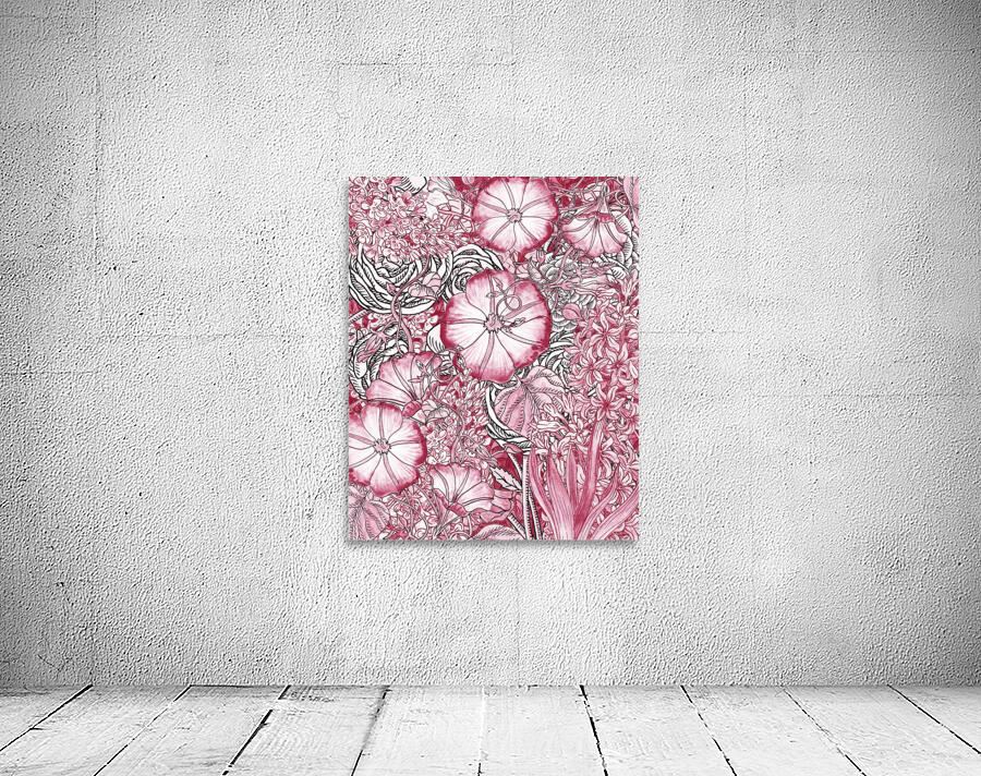 Watercolor Botanical Flowers Garden Pink Flowerbed VI Wall Preview