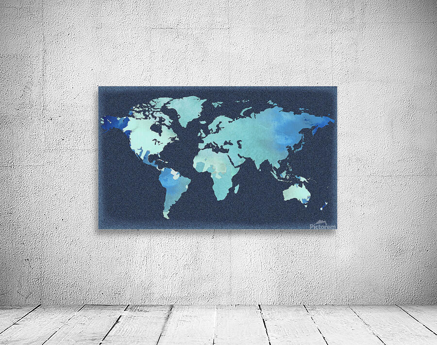 Soft Blue Colorful World Map Silhouette by Ir by Irina Sztukowski Wall Art