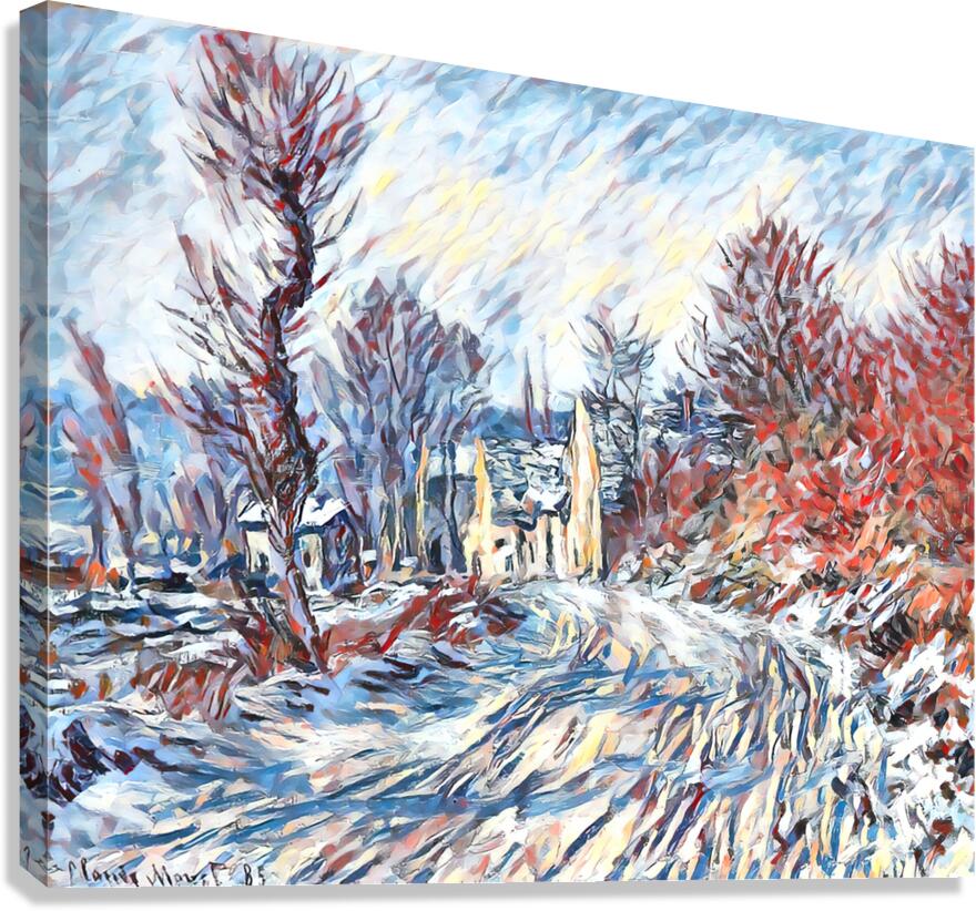 Road to Giverny in Winter impressionist 3 Canvas Print