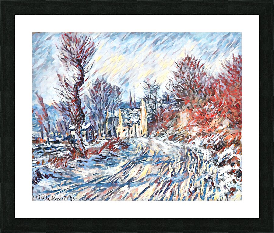 Road to Giverny in Winter impressionist 3 Picture Frame Printing