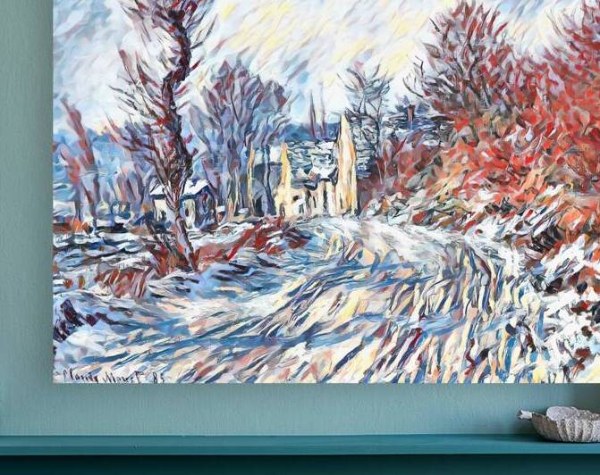 Road to Giverny in Winter impressionist 3 Reproduction