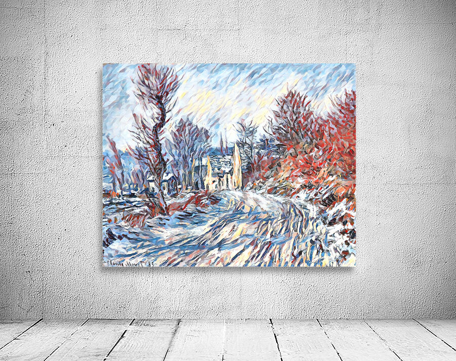 Road to Giverny in Winter impressionist 3 Wall Preview