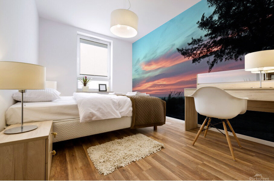 Sunset Over the Beach Mural print