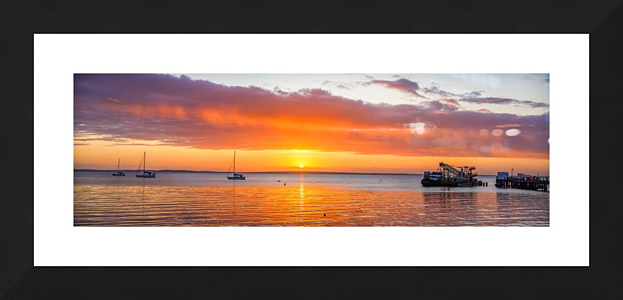 Kingfisher Bay sunset pano Picture Frame print