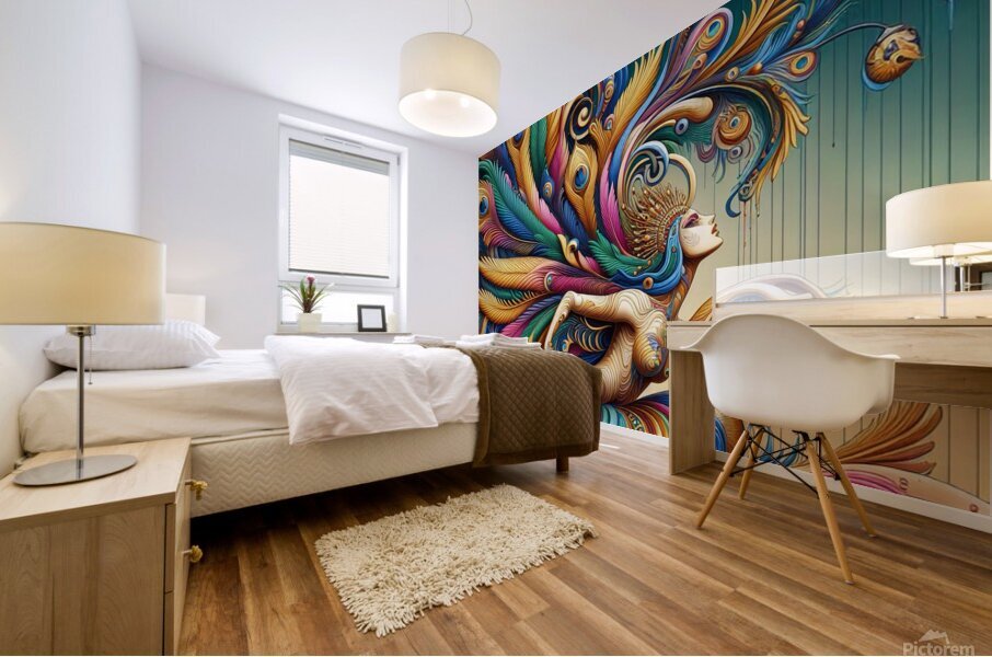 Elaborate Peacock’s Tail by Michael Woodard  Mural print