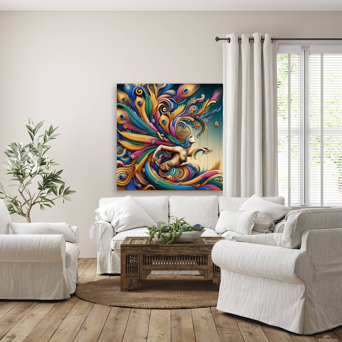 Elaborate Peacock’s Tail by Michael Woodard  Reproduction