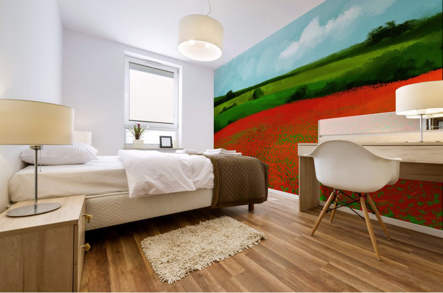 Scarlet Meadow Mural print