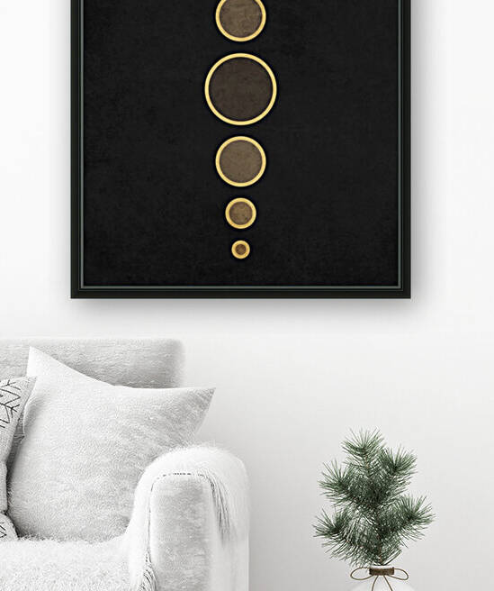 String Of Pearls 1 - Minimal Geometric Abstract in Black by Cosmic Soup