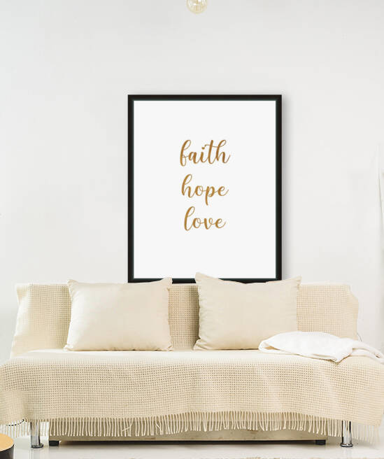 Faith Hope Love - 1 Corinthians 13:13 - Bible Verse Typography 1 by Cosmic Soup