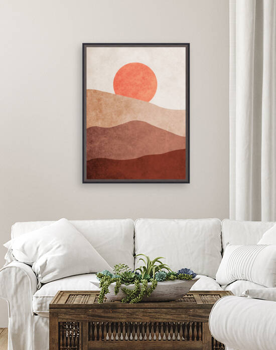 Sun Over the Hills - Abstract Minimal Landscape by Cosmic Soup