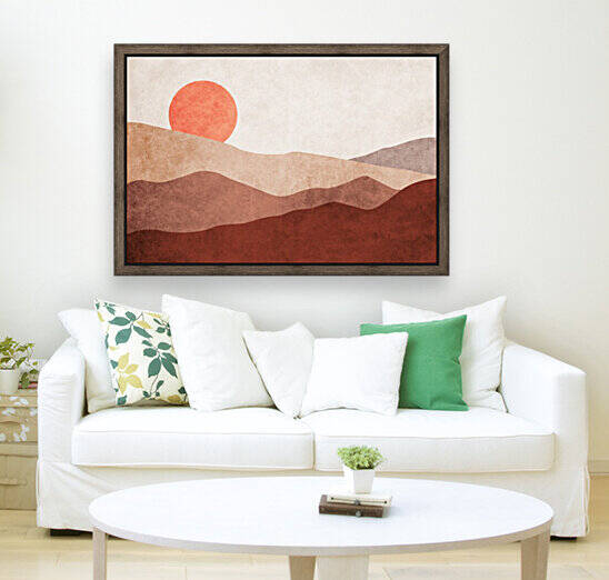 Sun Over the Mountains - Abstract Minimal Landscape by Cosmic Soup