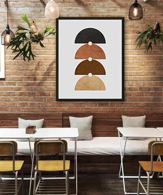 The Quartet - Minimal Geometric Scandinavian Abstract - Brown by Cosmic Soup