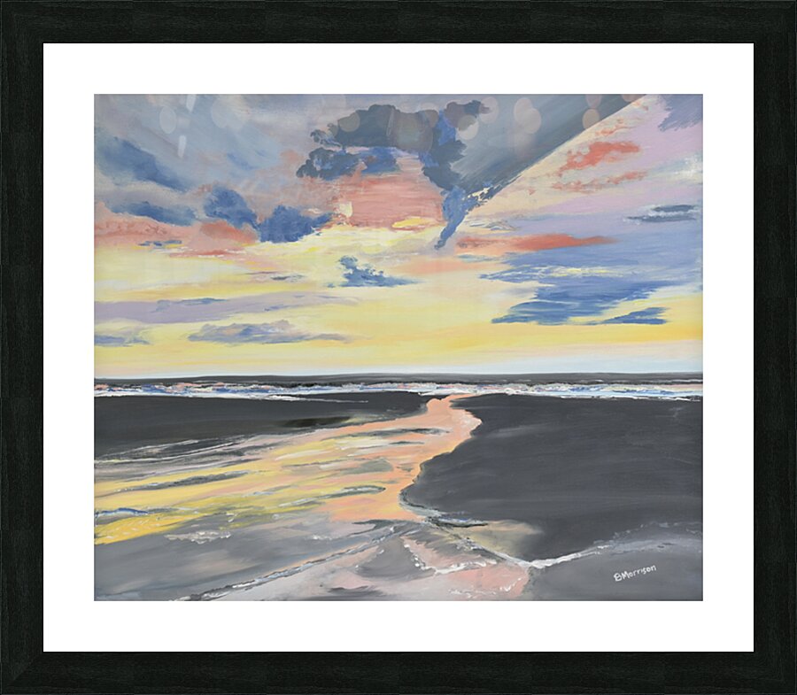 Black Sand Beach Picture Frame print