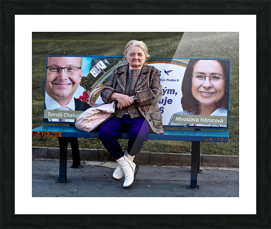 Bus Stop in Prague Picture Frame print