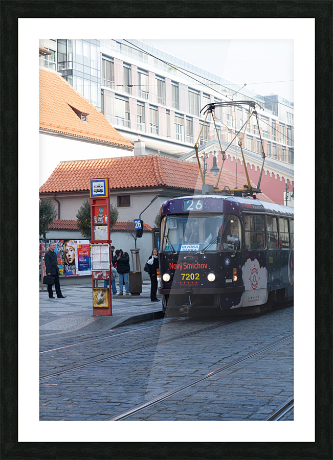 Prague bus stop Picture Frame print