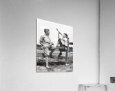 1930s 2 BOYS SIT ON SPLIT FENCE PRACT. BUGLE HORNS 232613 Acrylic Print