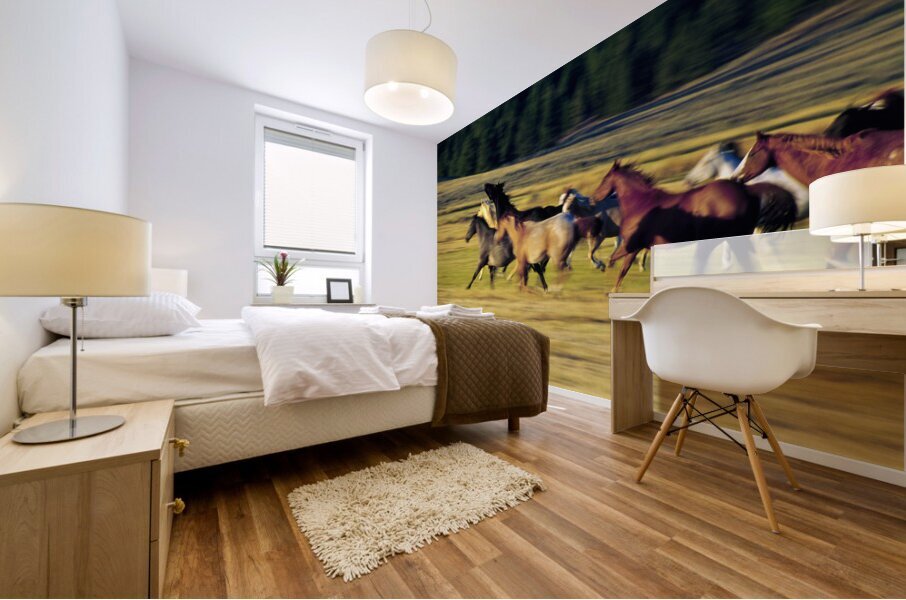 Herd of horses running Oregon United States 102763 Mural print