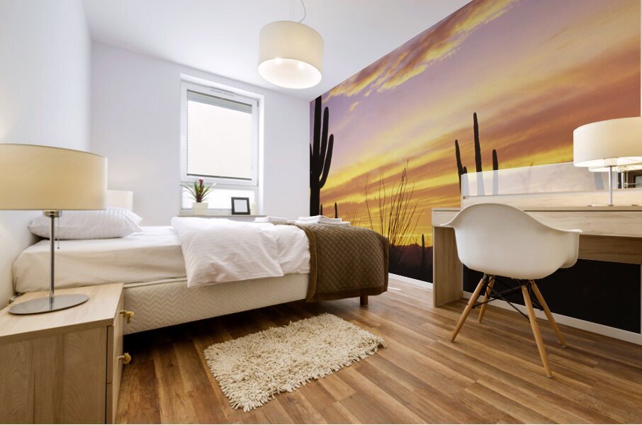 Sunset over Cactus Saguaro National Park AZ 85662 Mural print