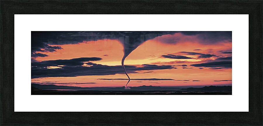 Tornado in the orangeyellow sky 92011 Picture Frame print