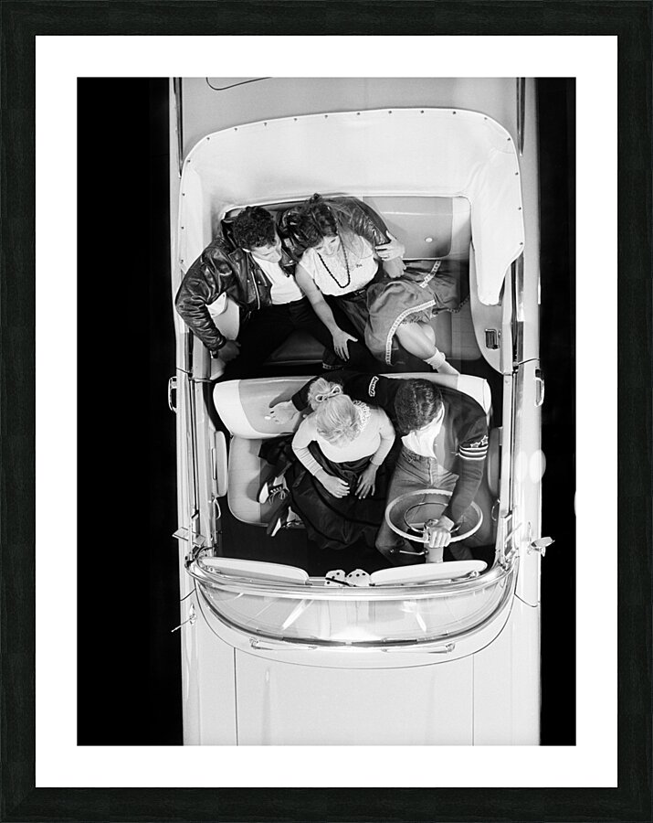 1950s TWO TEEN COUPLES IN CONVERTIBLE CAR 194090 Picture Frame print