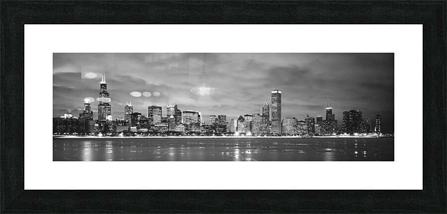B&W Skyline Reflection Lake Mich Chicago IL US 79447 Picture Frame print