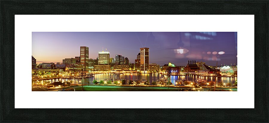 City skyline at night Baltimore Maryland USA 27378 Picture Frame print