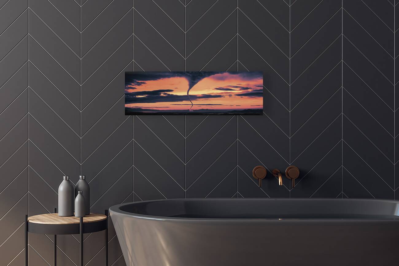 Tornado in the orangeyellow sky 92011 Reproduction