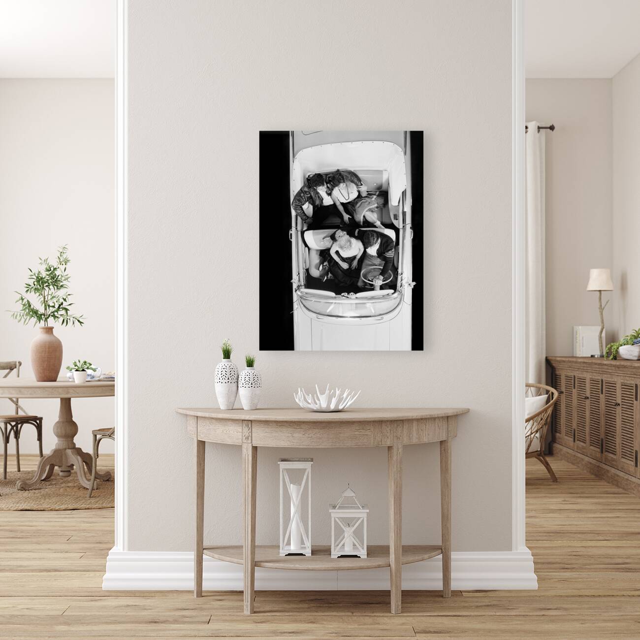 1950s TWO TEEN COUPLES IN CONVERTIBLE CAR 194090 Reproduction