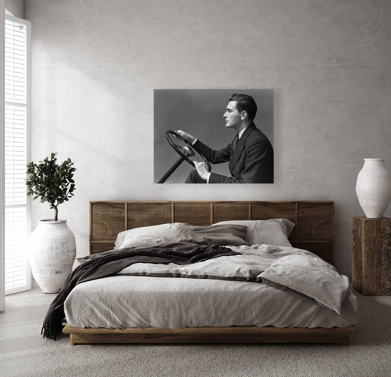 1930s-40s MAN WEARING SUIT AND TIE DRIVING 194394 Reproduction