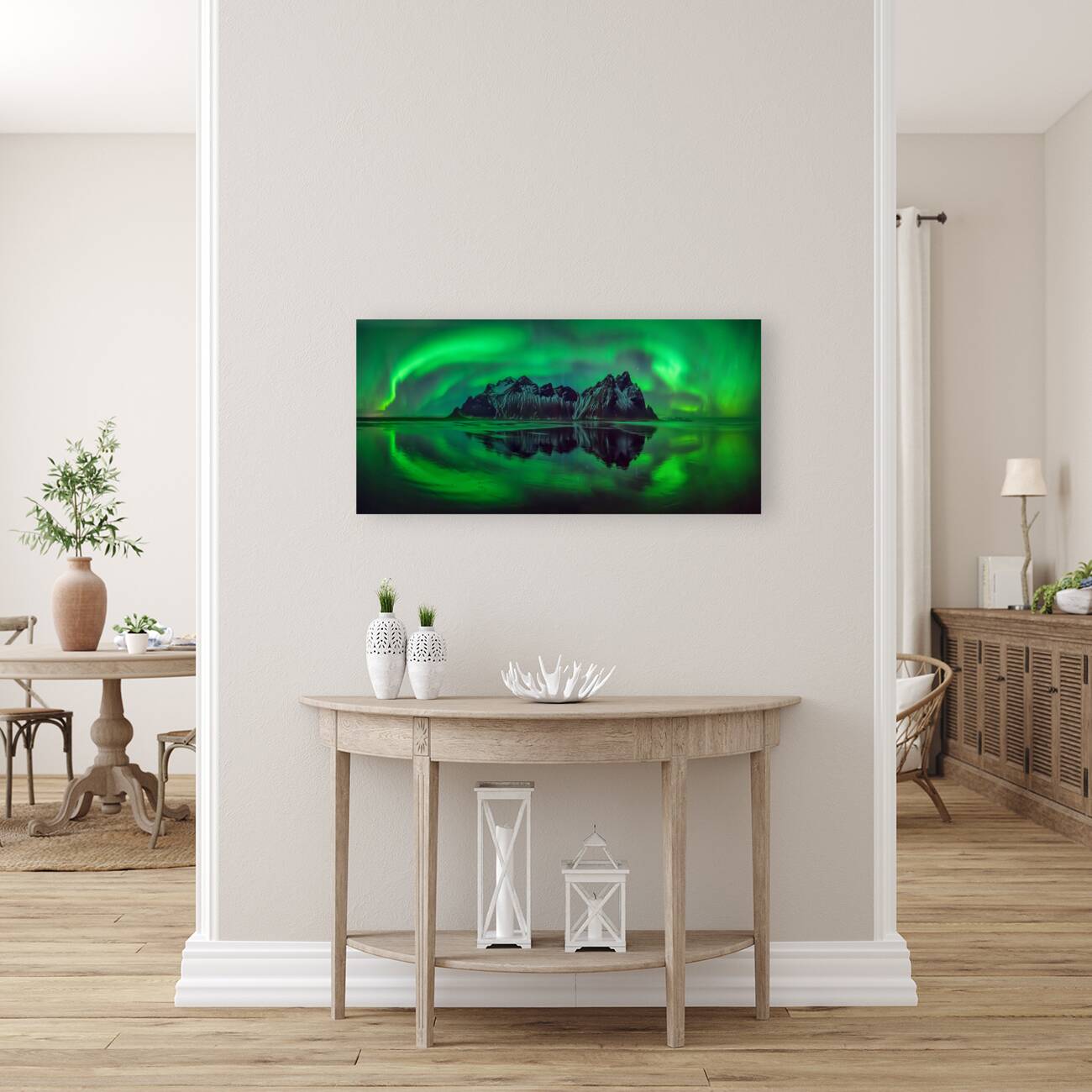 Reflection of Aurora Borealis Stokksnes Iceland 204397 Reproduction