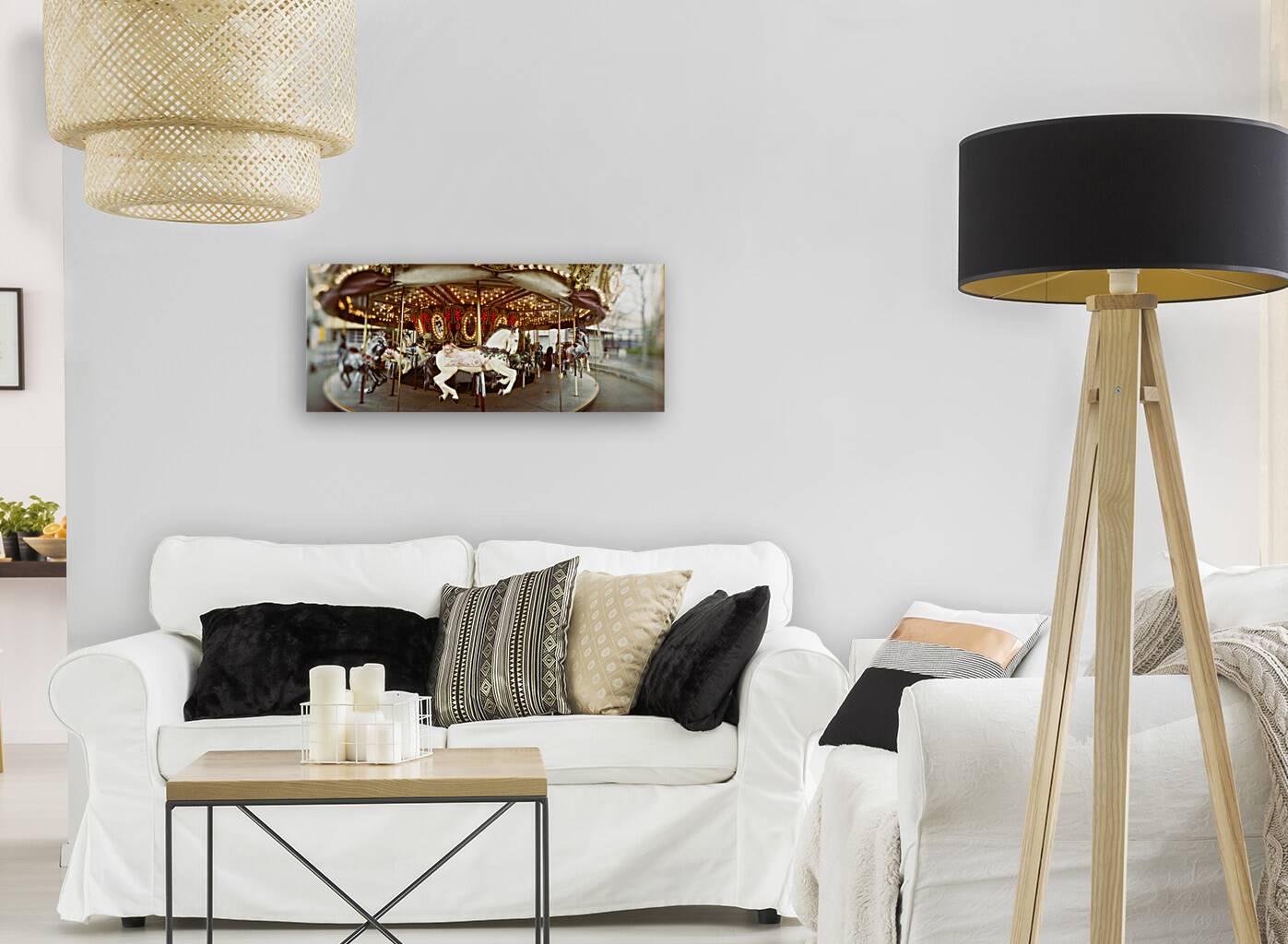 Carousel horses in amusement park Seattle Center Queen Anne Hill Washington USA 120959 Reproduction