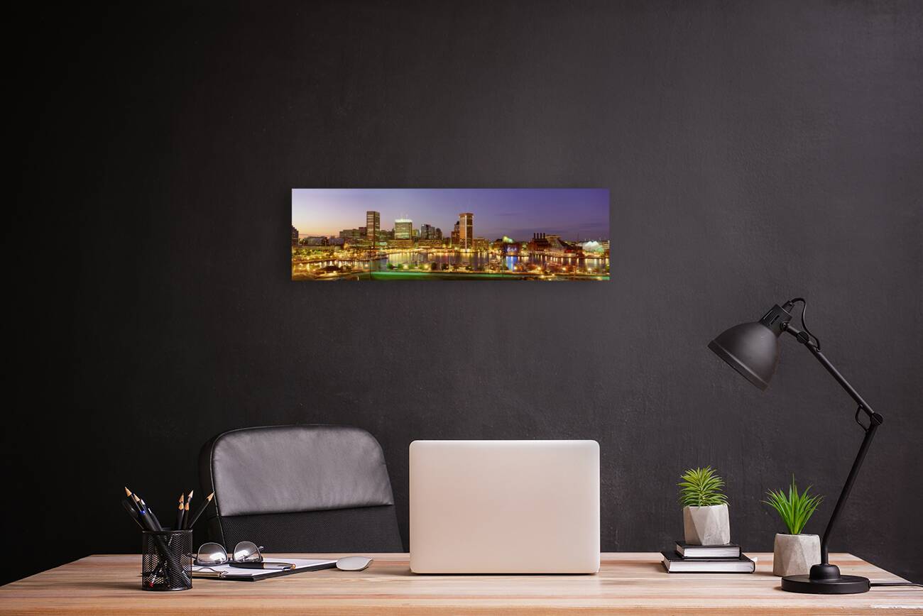 City skyline at night Baltimore Maryland USA 27378 Reproduction