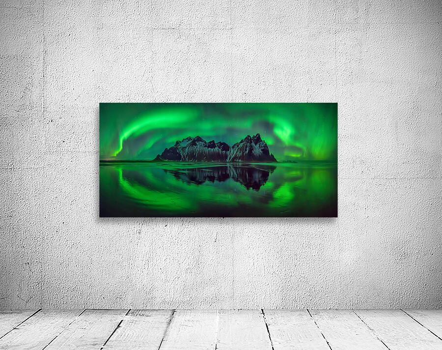Reflection of Aurora Borealis Stokksnes Iceland 204397 Wall Preview