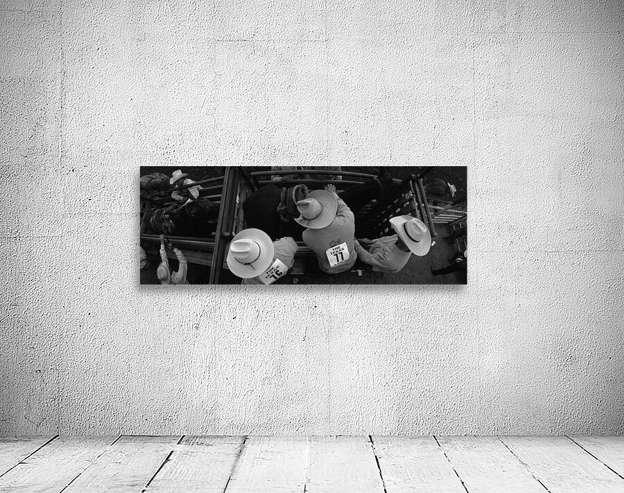 High angle view of cowboys with horses at rodeo Wichita Falls Texas USA 146585 Wall Preview