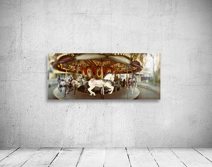 Carousel horses in amusement park Seattle Center Queen Anne Hill Washington USA 120959 Wall Preview